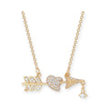 Studded Cupid Heart Arrow Design Hanging Orb Pendant Necklace (3 Colors)