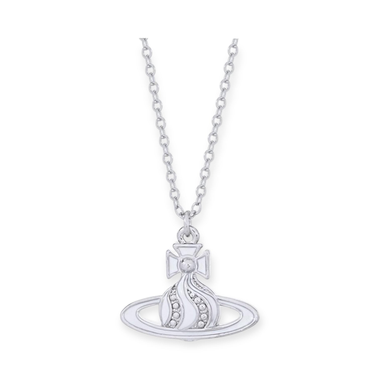 Gem Studded Swivel Pattern Orb Pendant Necklace (6 Colors)