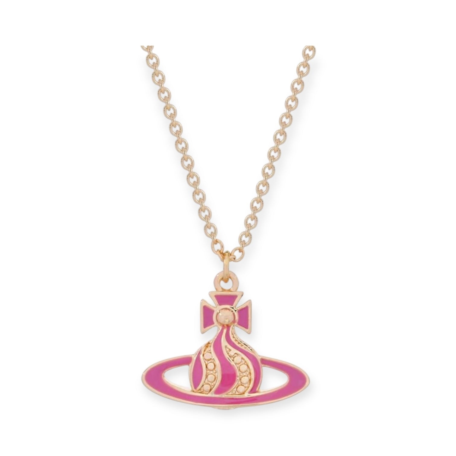 Gem Studded Swivel Pattern Orb Pendant Necklace (6 Colors)