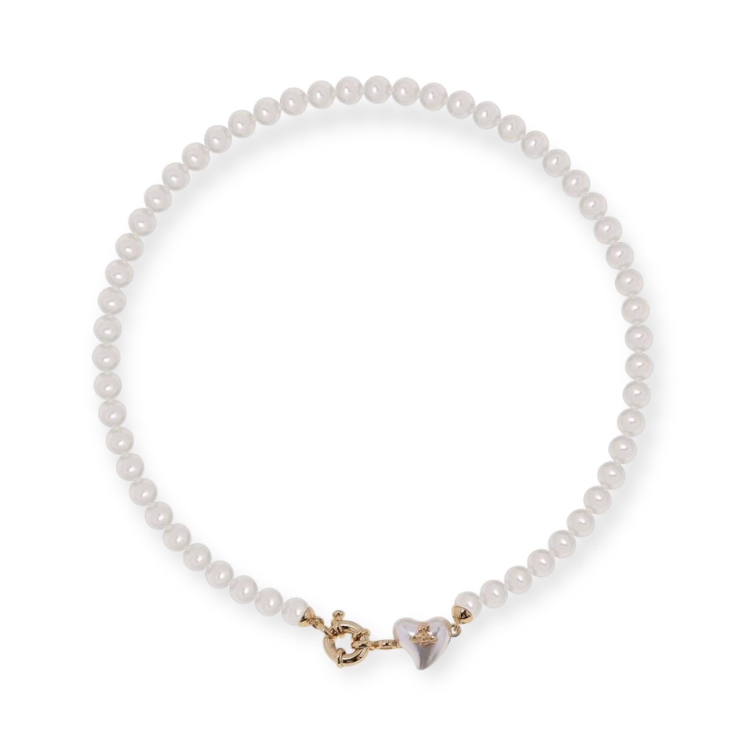 Pearl Heart Design Pendant Choker Necklace Gold & Silver (2 Colors)