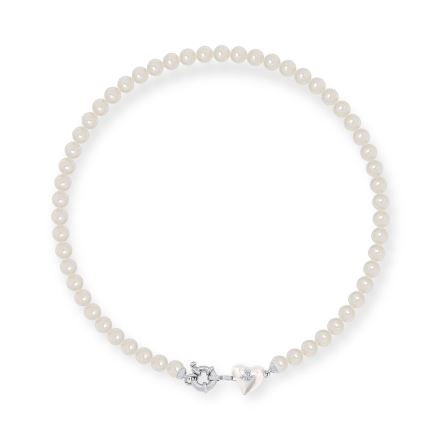 Pearl Heart Design Pendant Choker Necklace Gold & Silver (2 Colors)