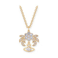 Flower Studded Leaves Mini Gem Orb Hanging Pendant Necklace (4 Colors)