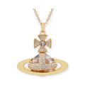 2D Gem Studded Clear Orb Pendant Necklace Gold & Silver (2 Colors & 2 Sizes)