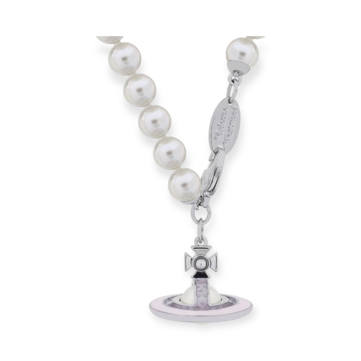 Mini Pearl Orb Hanging Pendant Colored Striped Rim Design Necklace (6 Colors)