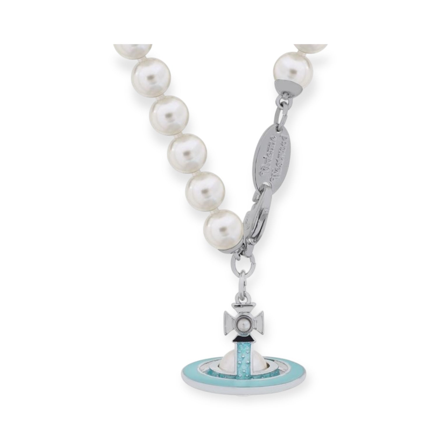 Mini Pearl Orb Hanging Pendant Colored Striped Rim Design Necklace (6 Colors)