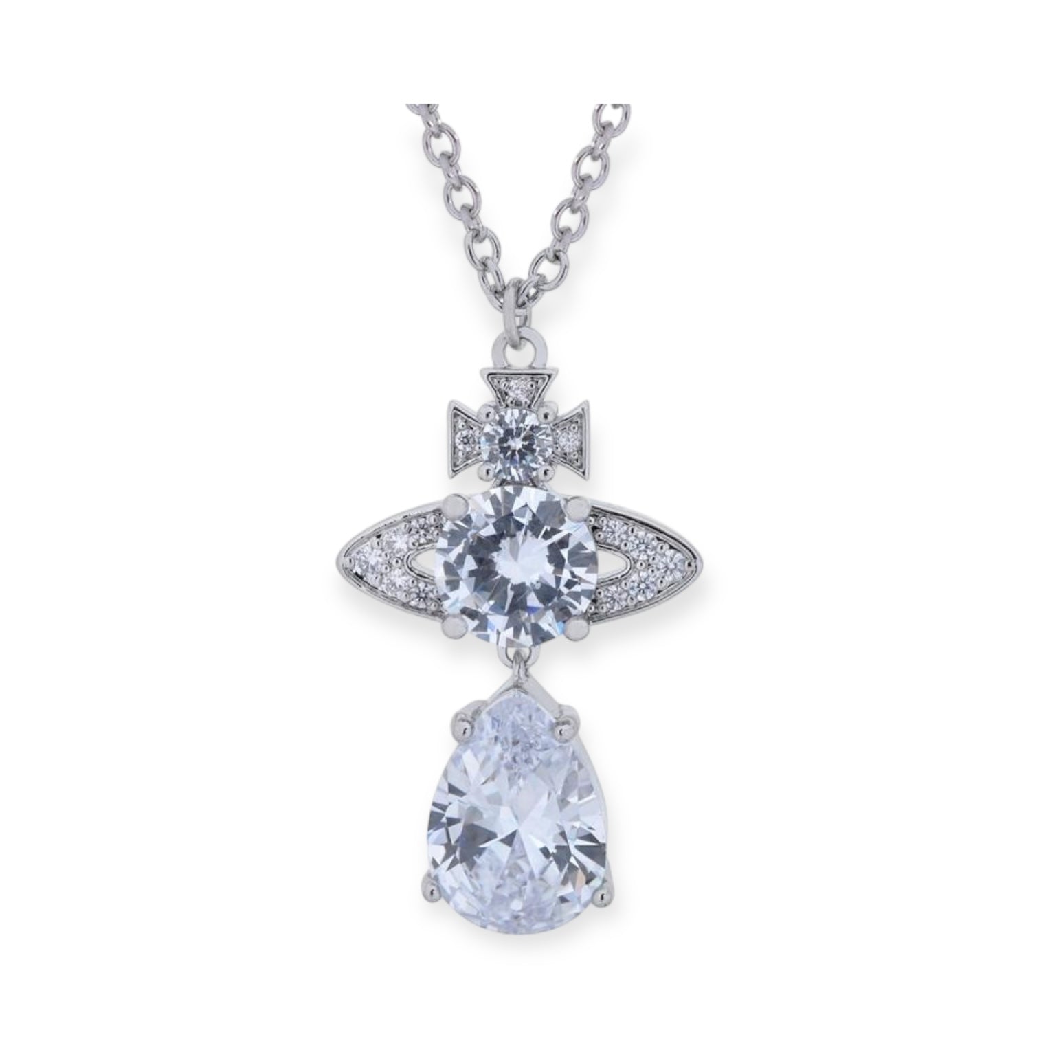 Multicolor Gem Orb Pendant Hanging Tear Drop Necklace (4 Colors)