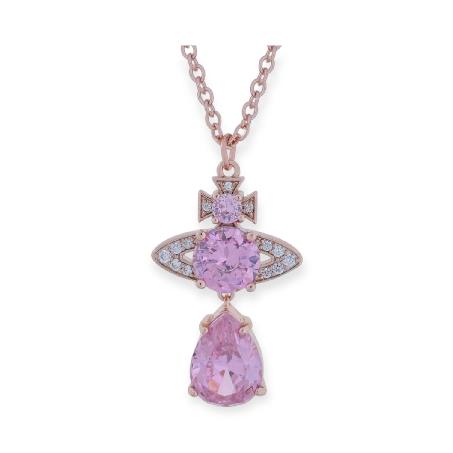 Multicolor Gem Orb Pendant Hanging Tear Drop Necklace (4 Colors)