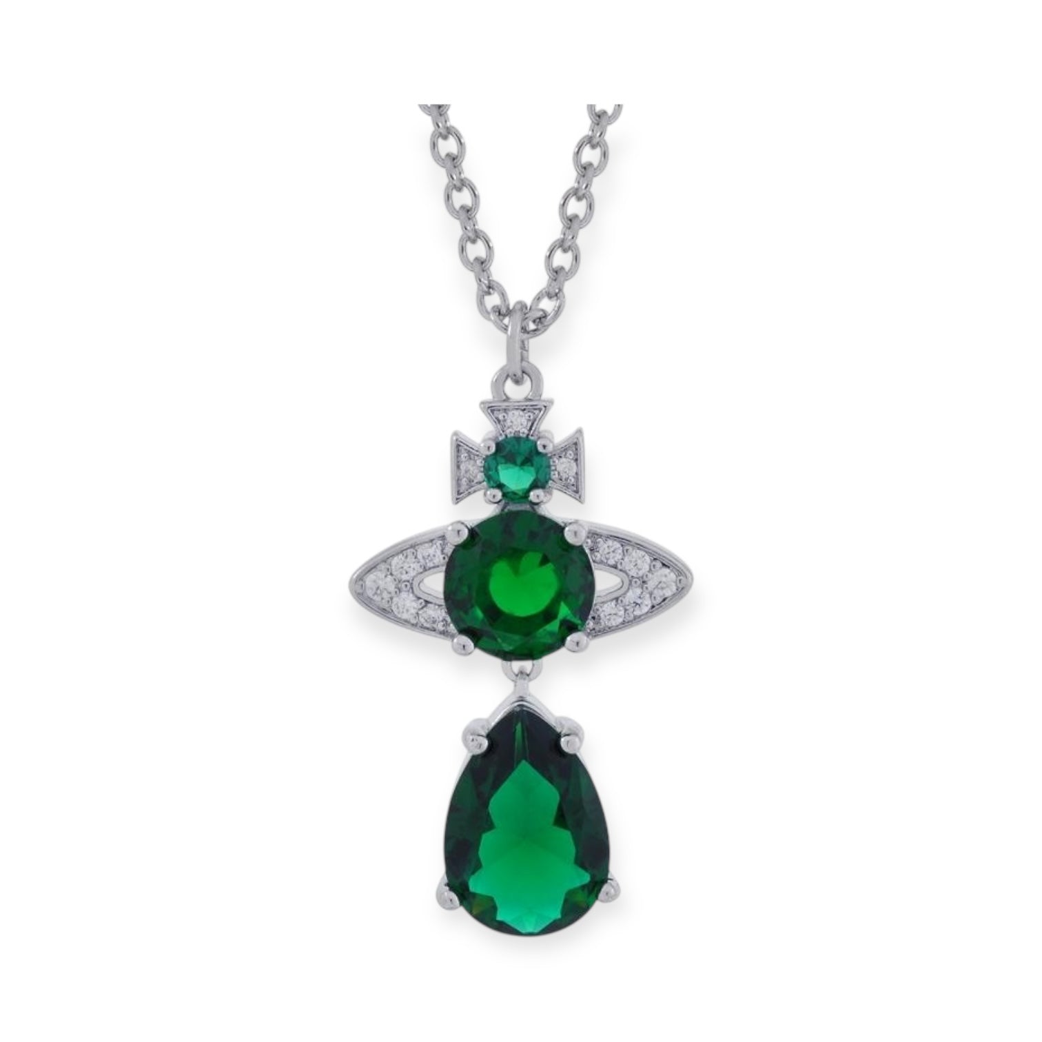 Multicolor Gem Orb Pendant Hanging Tear Drop Necklace (4 Colors)