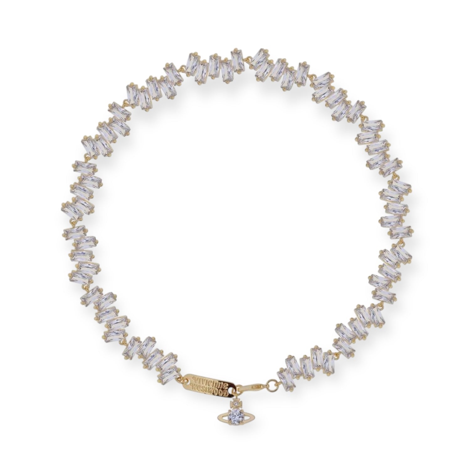 Crystal Shards Hanging Orb Pendant Choker Necklace Gold & Silver (2 Colors)