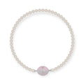 Beaded Pearl Chain Orb Engraved Pendant Magnetic Clasp Choker Necklace (4 Colors)