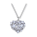 Rhinestone Abstract Broken Ice Heart Design Orb Silver Pendant Necklace