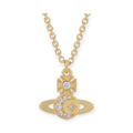 Gem Studded Crescent Moon Stars Display Orb Pendant Necklace Gold & Silver (2 Colors)