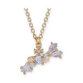 Multi Gem Abstract Arrow Design Pendant Necklace Gold & Silver (2 Colors)