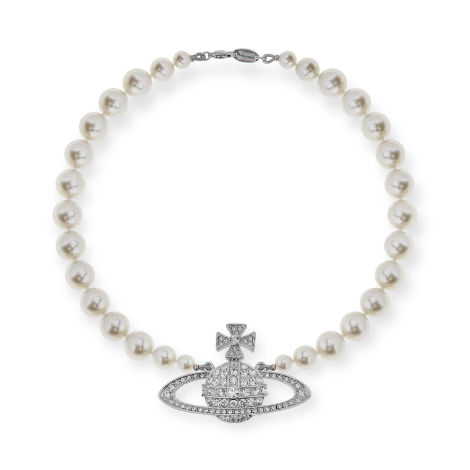 Pearl Gem Studded Orb Pendant Choker Necklace Gold & Silver (2 Colors)