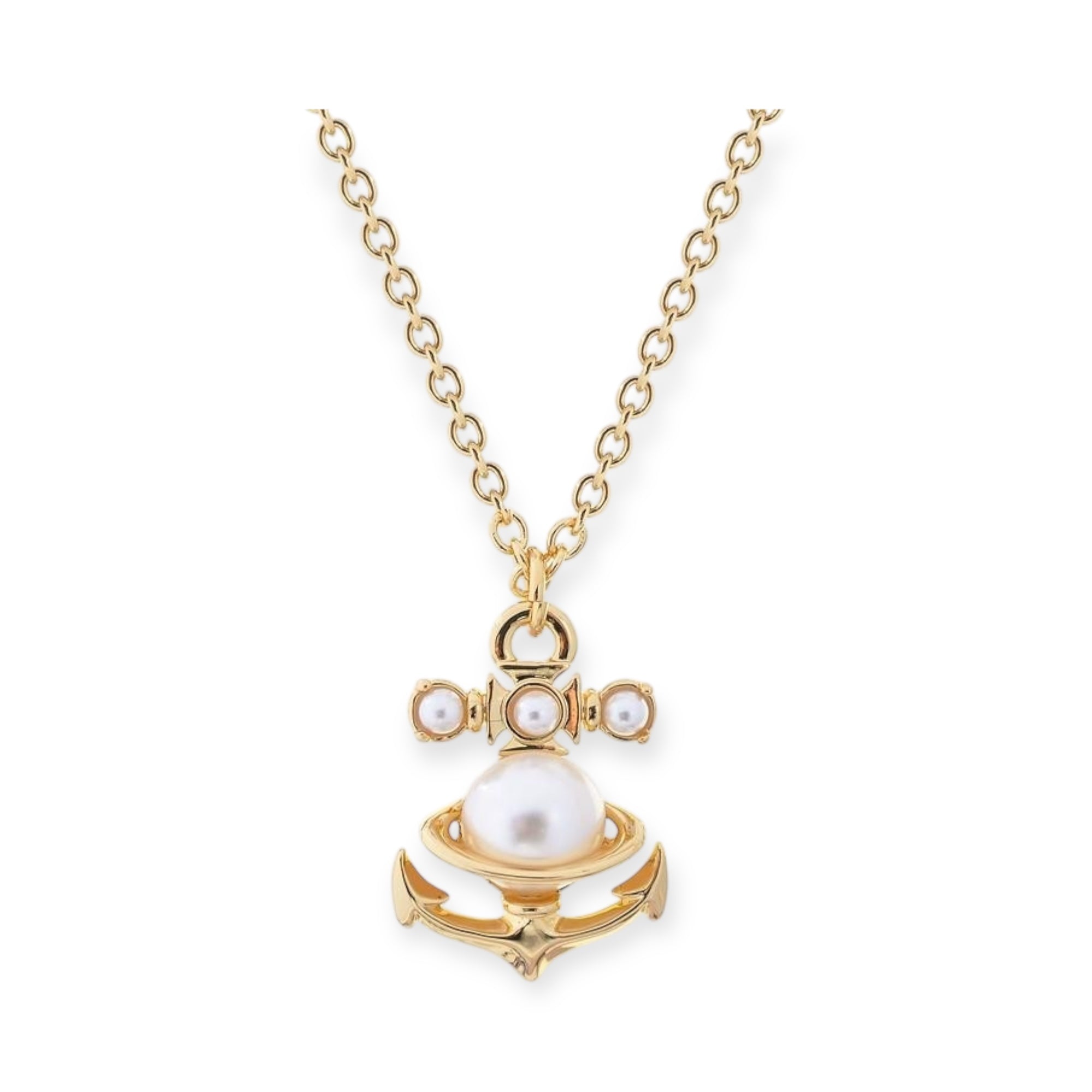 Anchor Pearl Pendant Necklace Gold & Silver (2 Color)