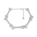 Medium Multi Repeated Bones Silver Gem Studded Choker Necklace