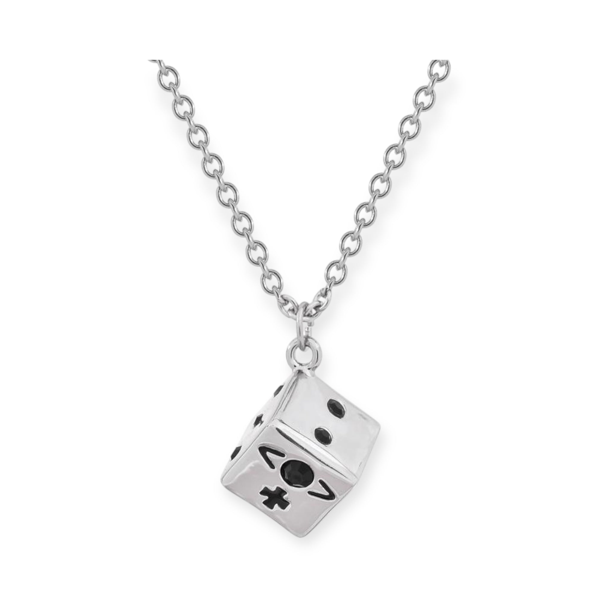 Dice Design Engraved Orb Necklace Gold & Silver (2 Colors)