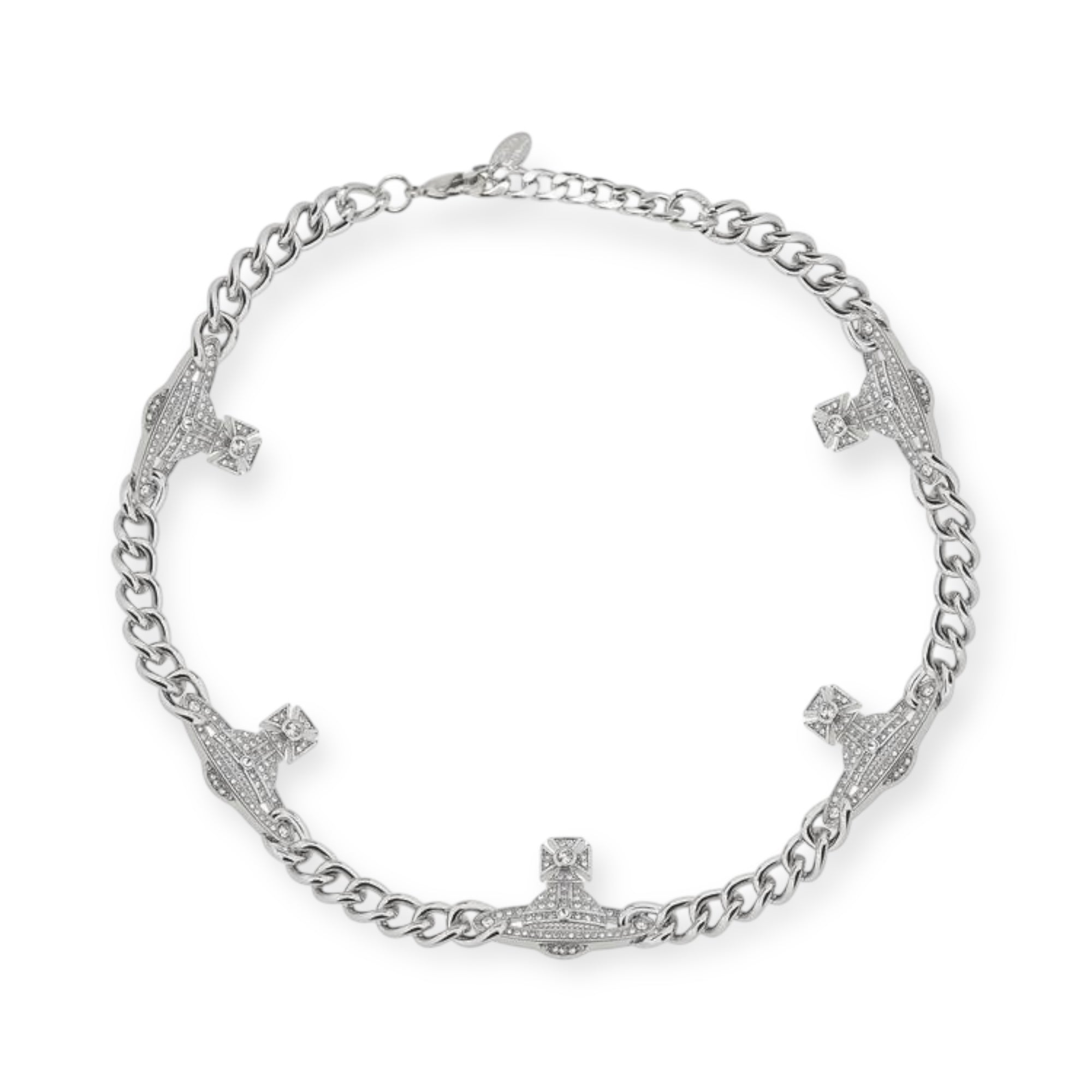 Multi Orb Pendant Chain Link Necklace Silver & Pink (2 Colors)