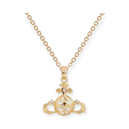 Abstract Gapped Orb Pendant Gem Star Details Necklace Gold & Silver (2 Colors)