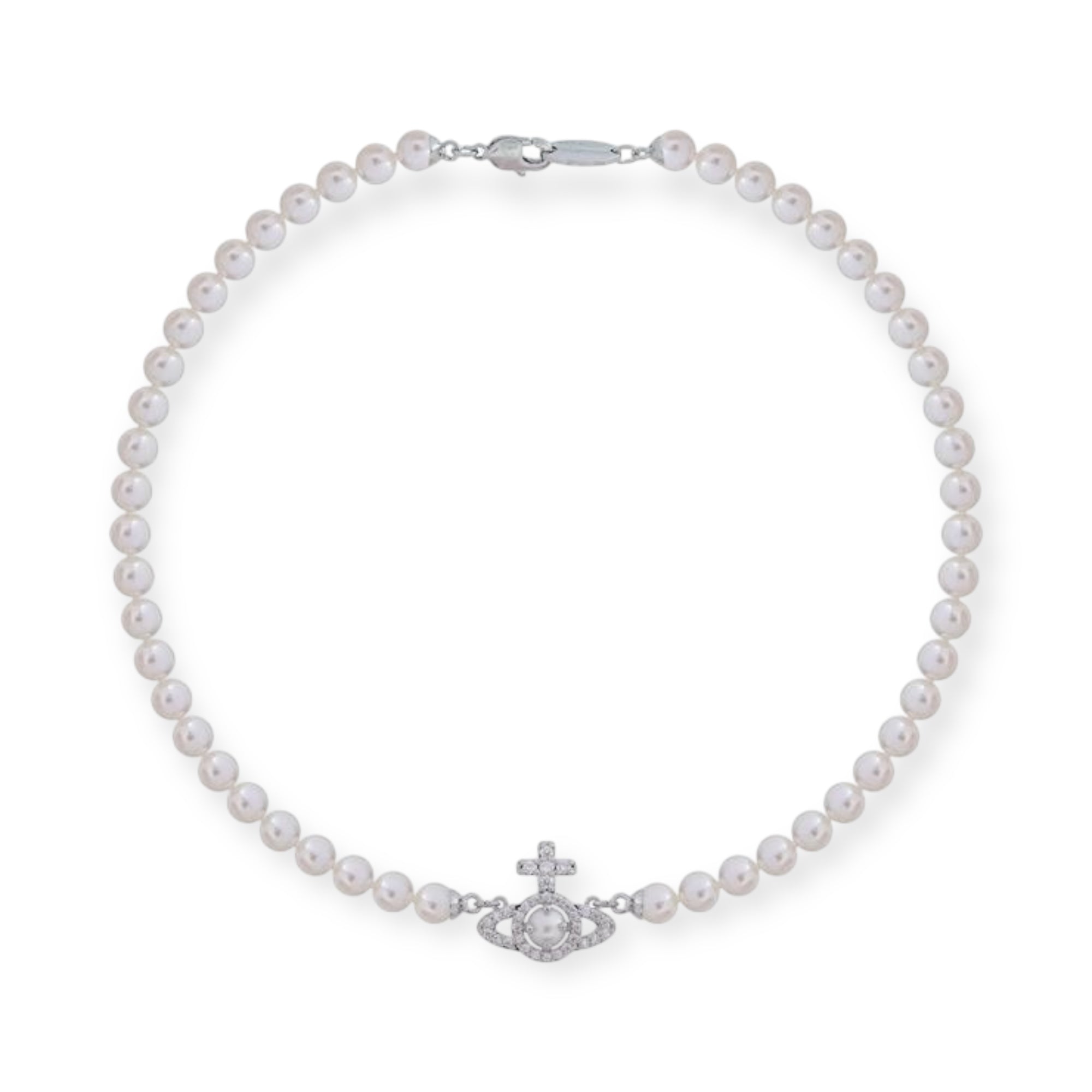 Beaded Pearl Gem Studded Pendant Orb Necklace (3 Colors)