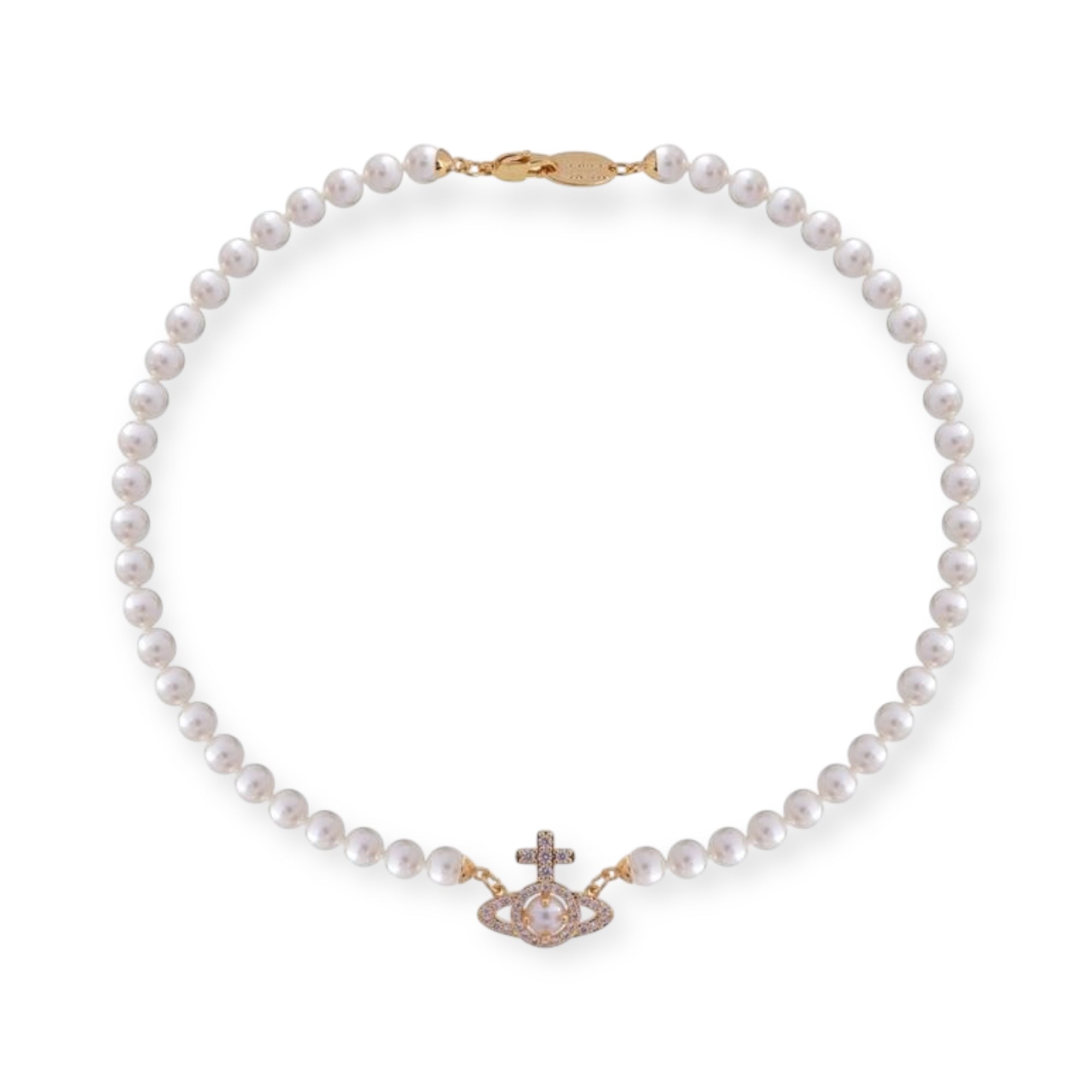 Beaded Pearl Gem Studded Pendant Orb Necklace (3 Colors)