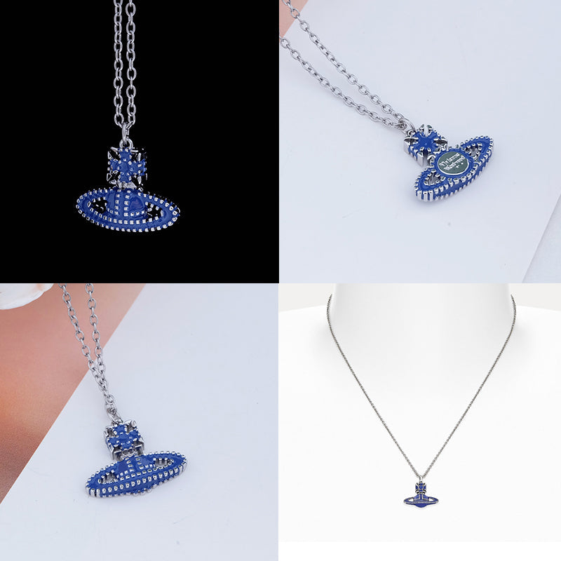 Colorful Square Dotted Orb Pendant Necklace (4 Colors)