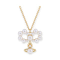 Mini Pearl Orb Pendant Hanging Pearl Ribbon Gold & Silver Necklace (2 Colors)