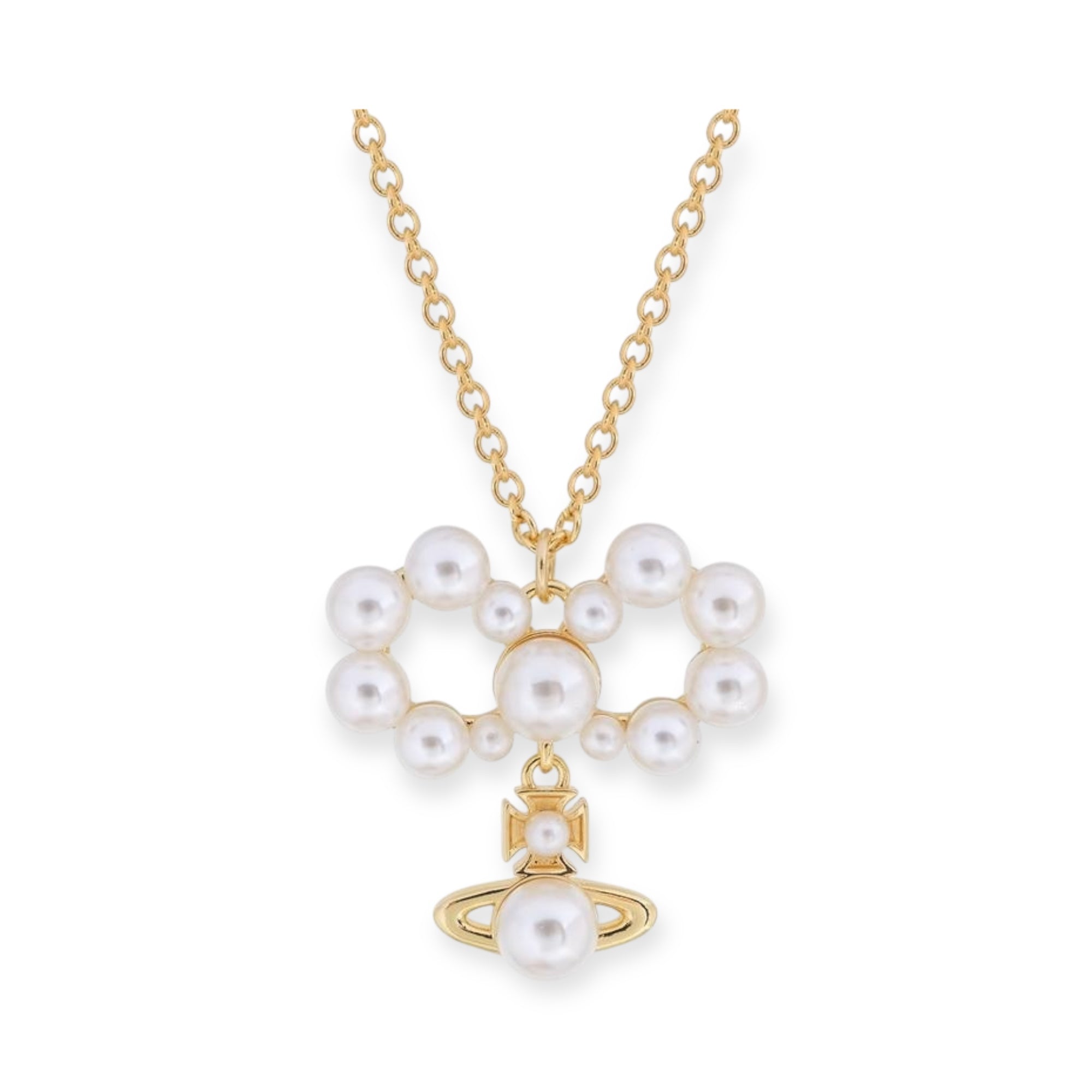 Mini Pearl Orb Pendant Hanging Pearl Ribbon Gold & Silver Necklace (2 Colors)