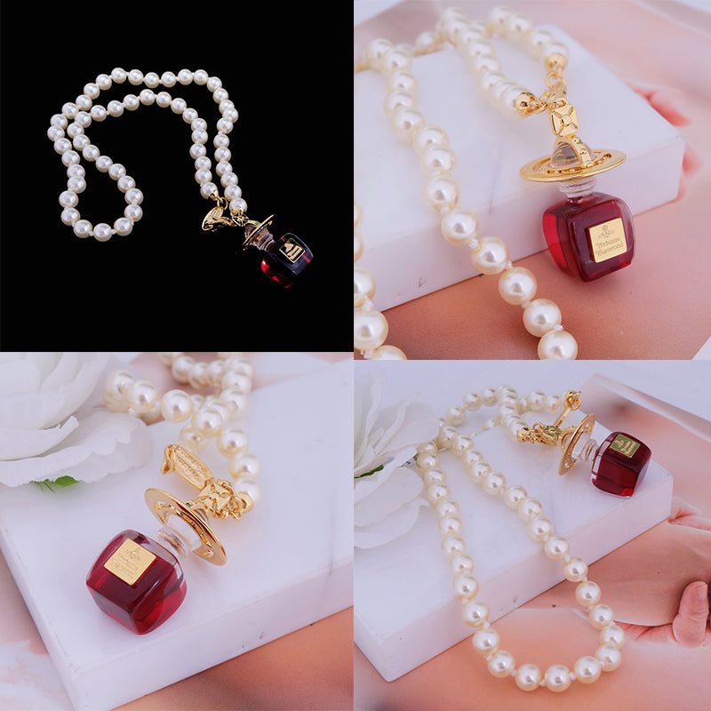 Perfume Design Orb Pendant Necklace (3 Colors & 2 Chain Types)