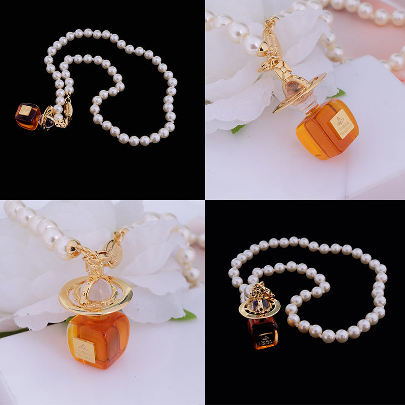 Perfume Design Orb Pendant Necklace (3 Colors & 2 Chain Types)