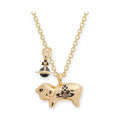 Mini Orb Engraved Pig Animal Gold & Silver Necklace (2 Colors)
