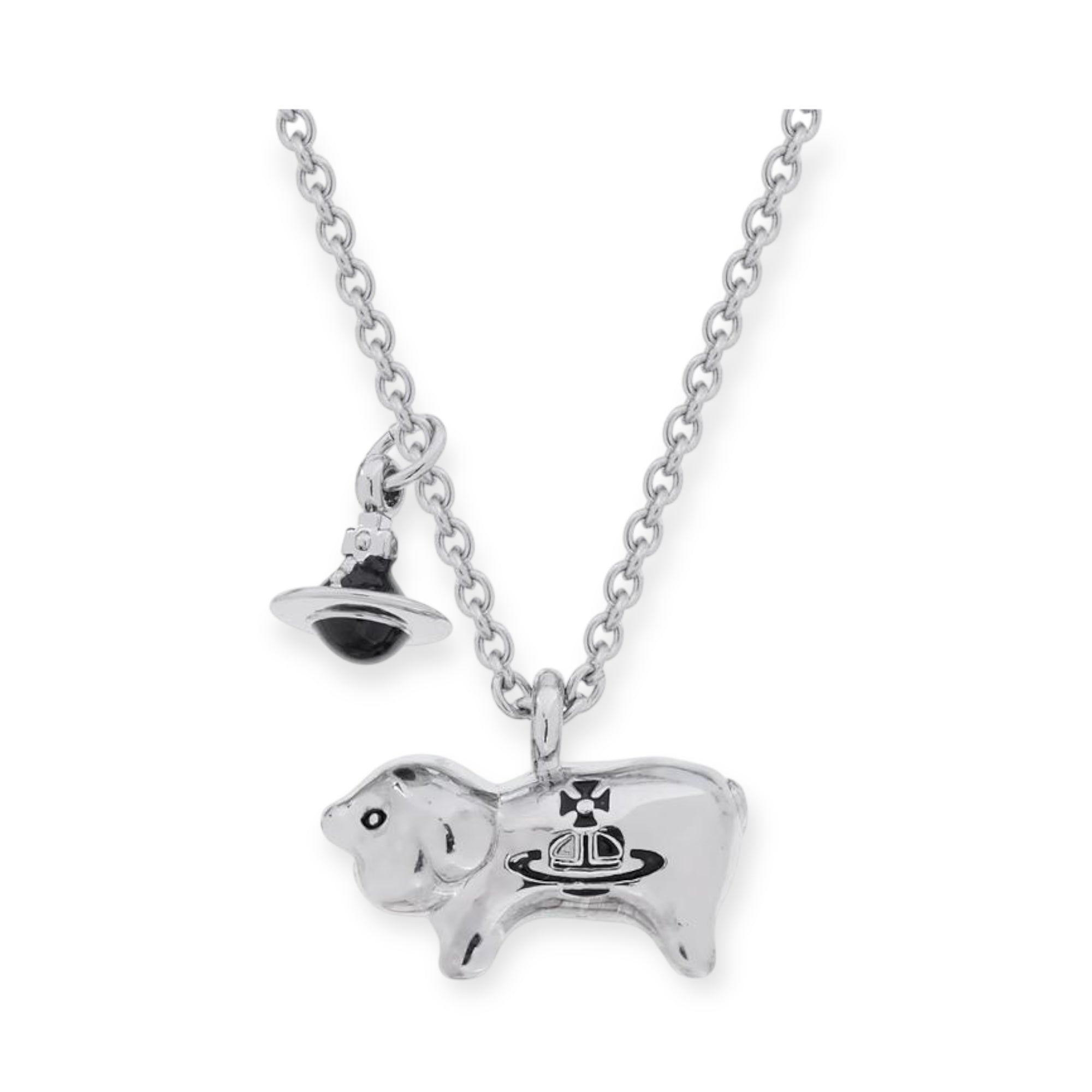 Mini Orb Engraved Pig Animal Gold & Silver Necklace (2 Colors)