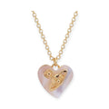 Heart Shaped Iridescent Stone Engraved Orb Necklace (4 Colors)