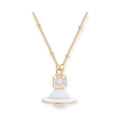 Pastel Outlined Pendant Orb Necklace White & Baby Pink (2 Colors)
