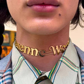 Curved Spellout Letters Statement Name Double Chain Gold & Silver (2 Colors)