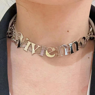 Curved Spellout Letters Statement Name Double Chain Gold & Silver (2 Colors)