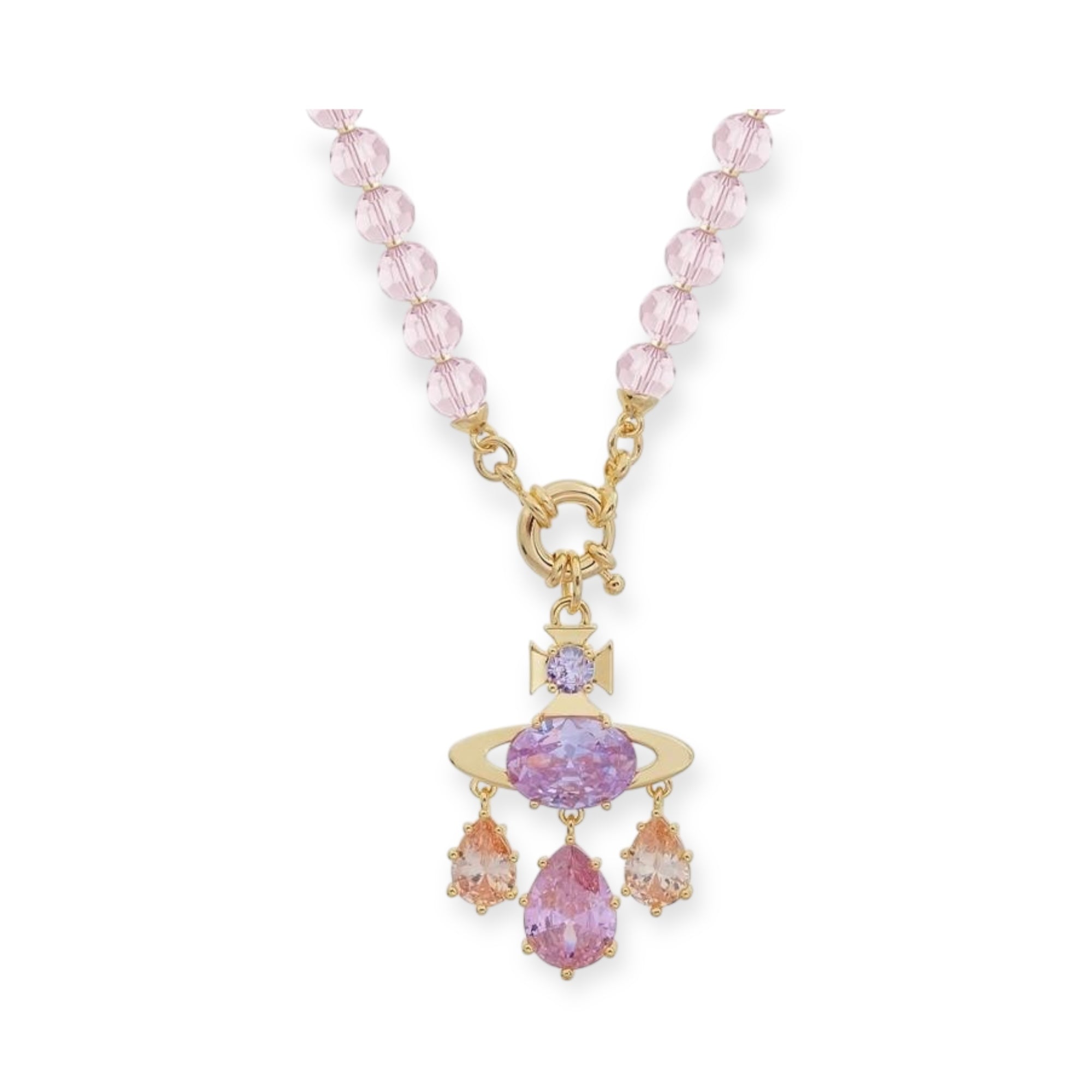 Multi Tear Drop Gem Colorful Orb Pendant Necklace (2 Colors & 2 Chain Types)