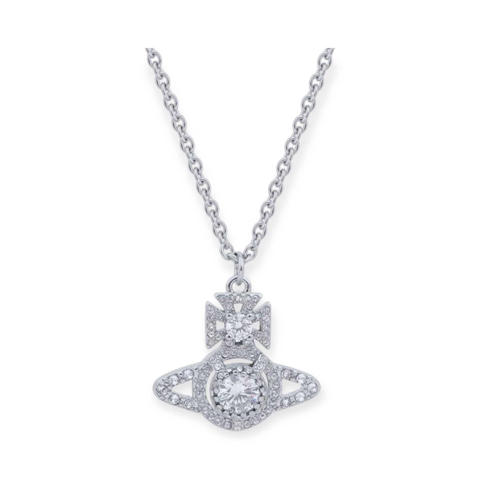 Gem Encrusted Chain Orb Pendant Necklace Gold & Silver (2 Colors)