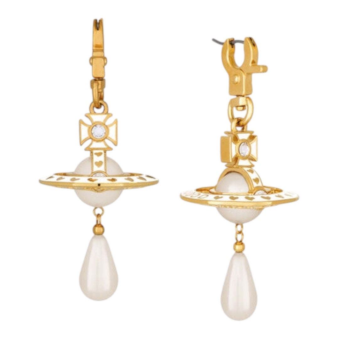 Nana Pearl Drop Earrings (Gold & Black)