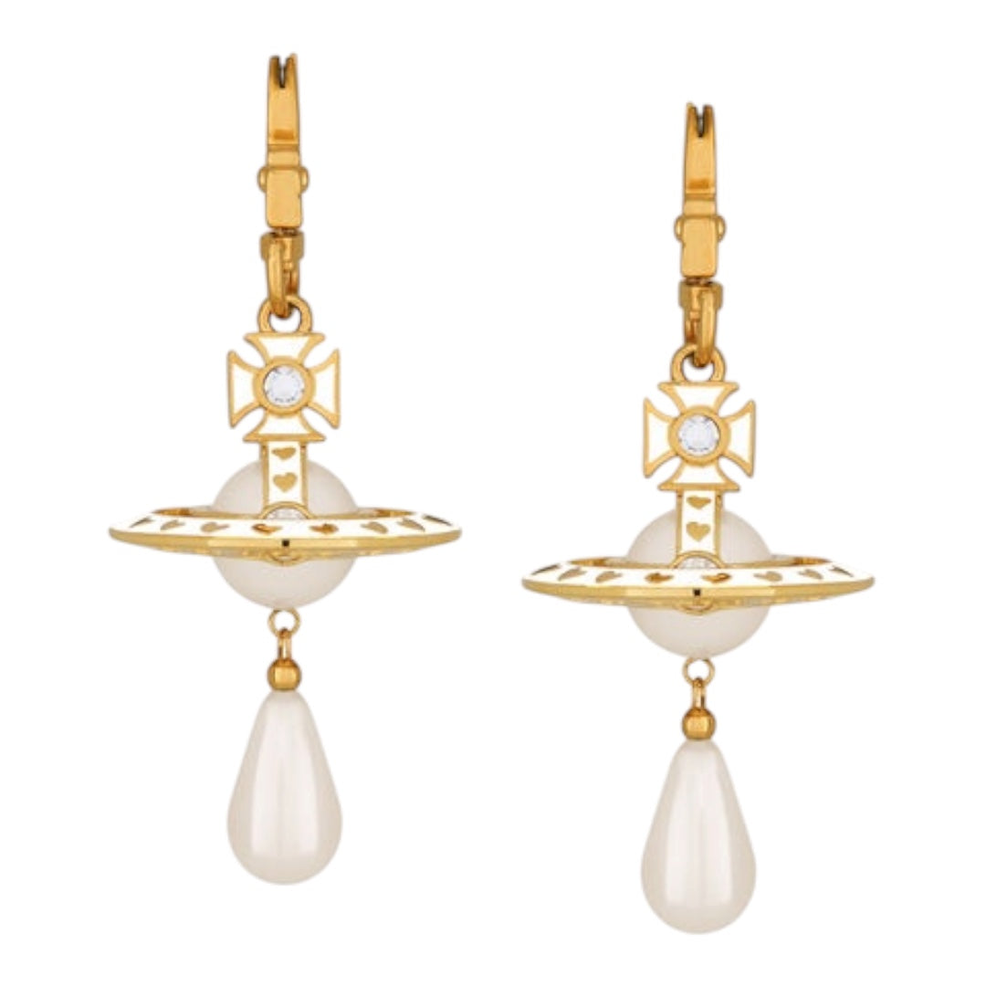 Nana Pearl Drop Earrings (Gold & Black)