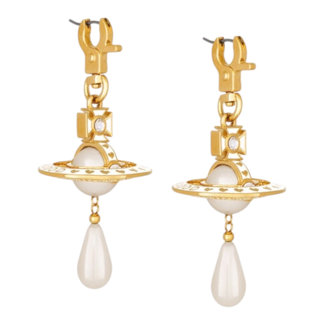 Nana Pearl Drop Earrings (Gold & Black)