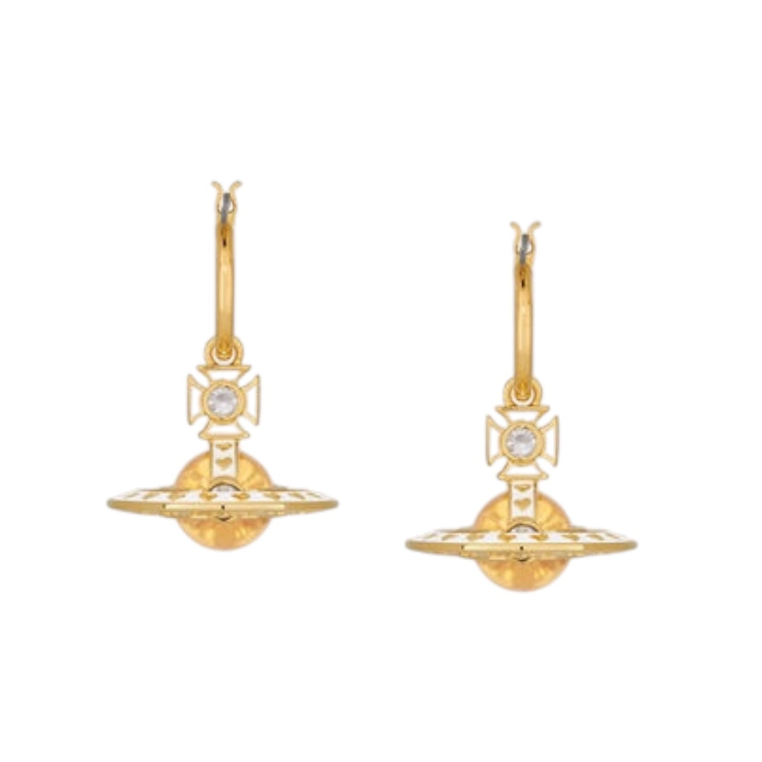 Nana Mini Glass Orb Earrings (Gold & Black)