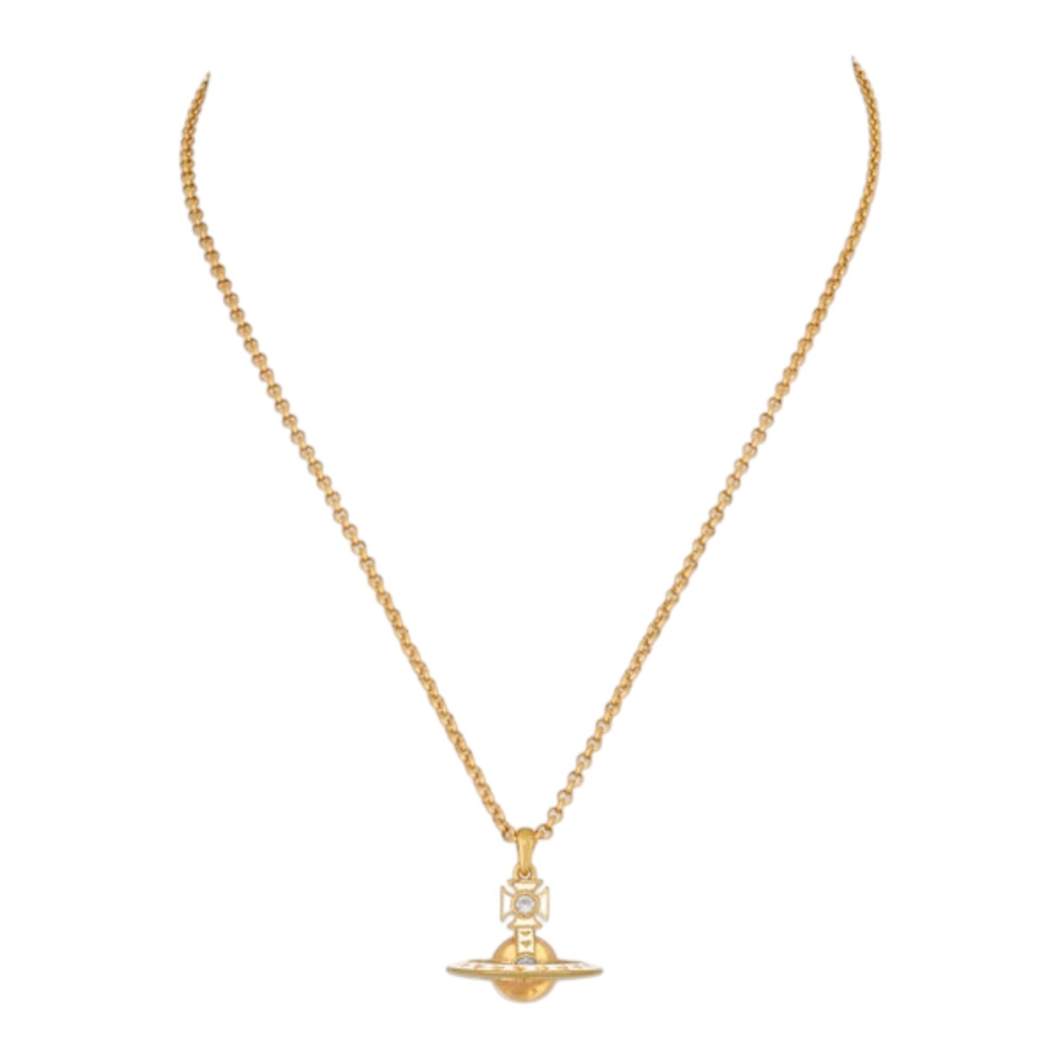 Nana Glass Orb Necklace (Gold & Black)