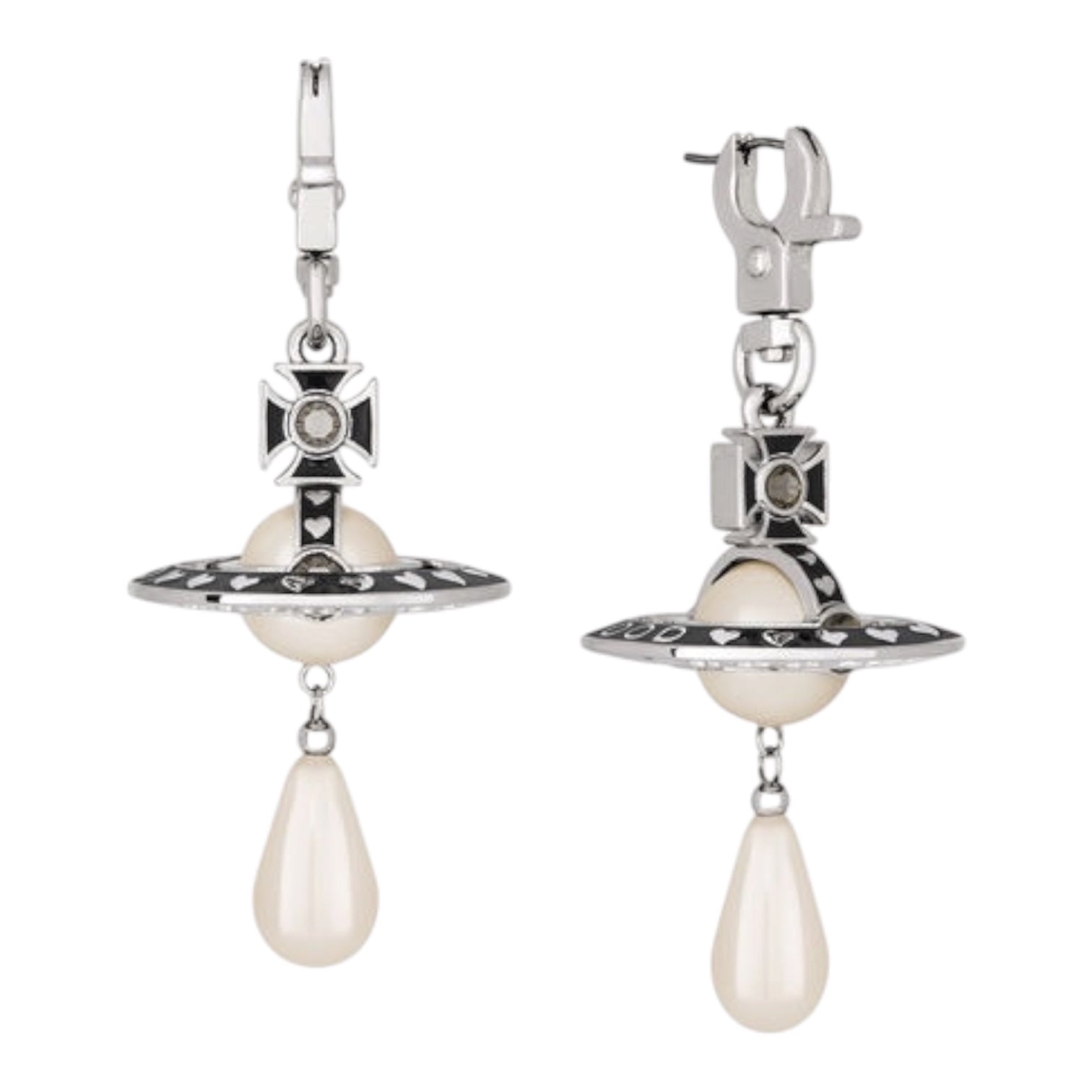 Nana Pearl Drop Earrings (Gold & Black)