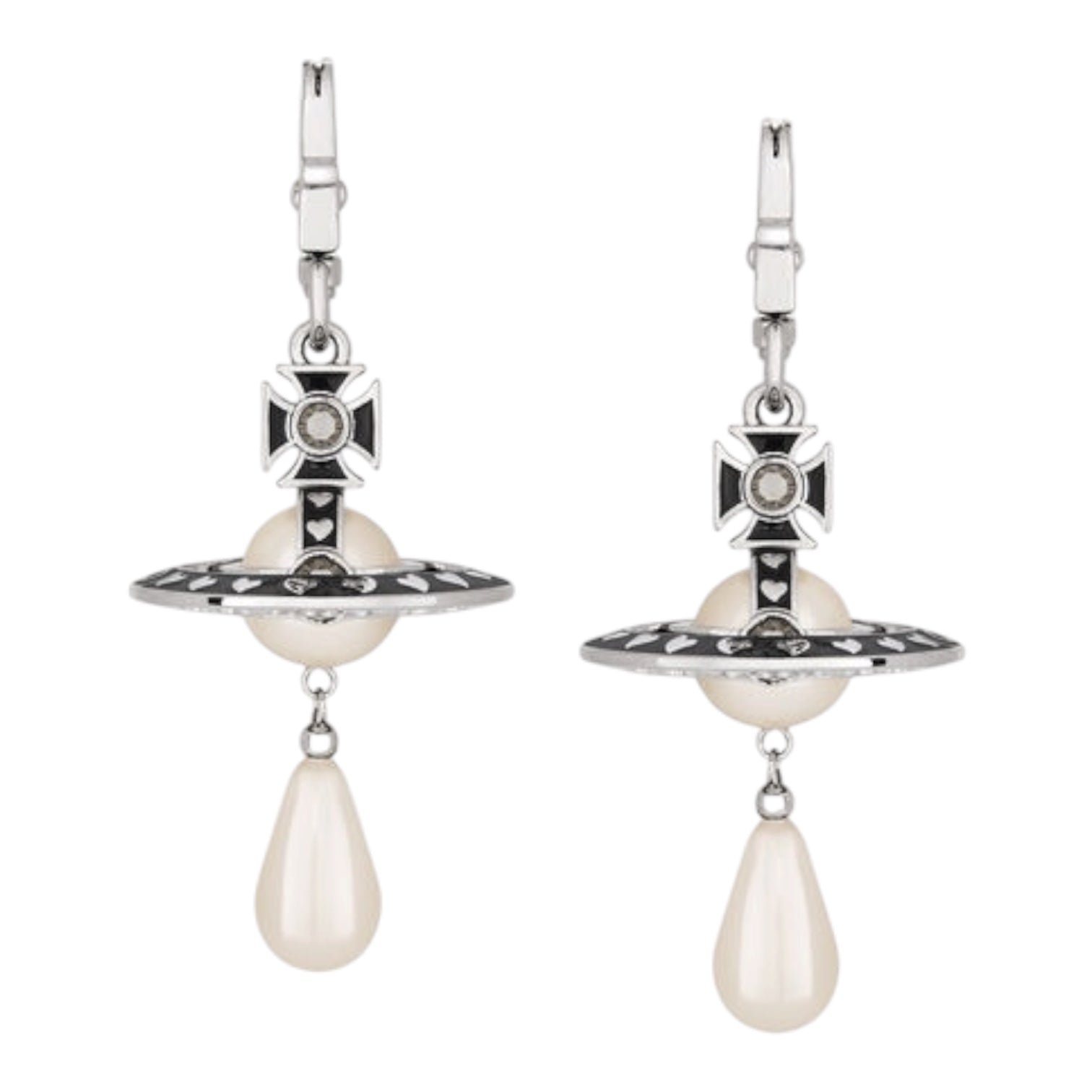 Nana Pearl Drop Earrings (Gold & Black)