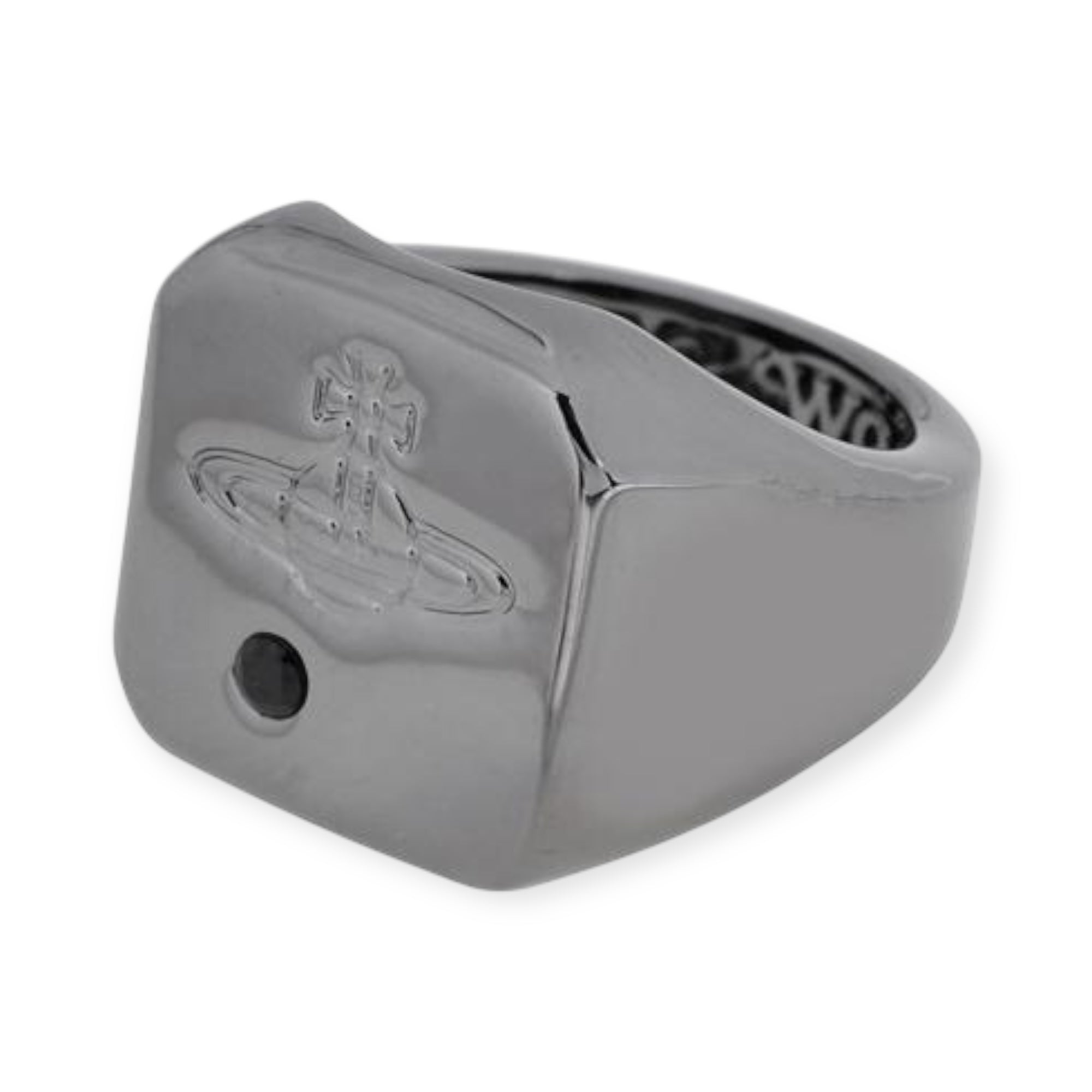 Square Shape Shaped Dot Mark Engraved Orb Ring (3 Colors)