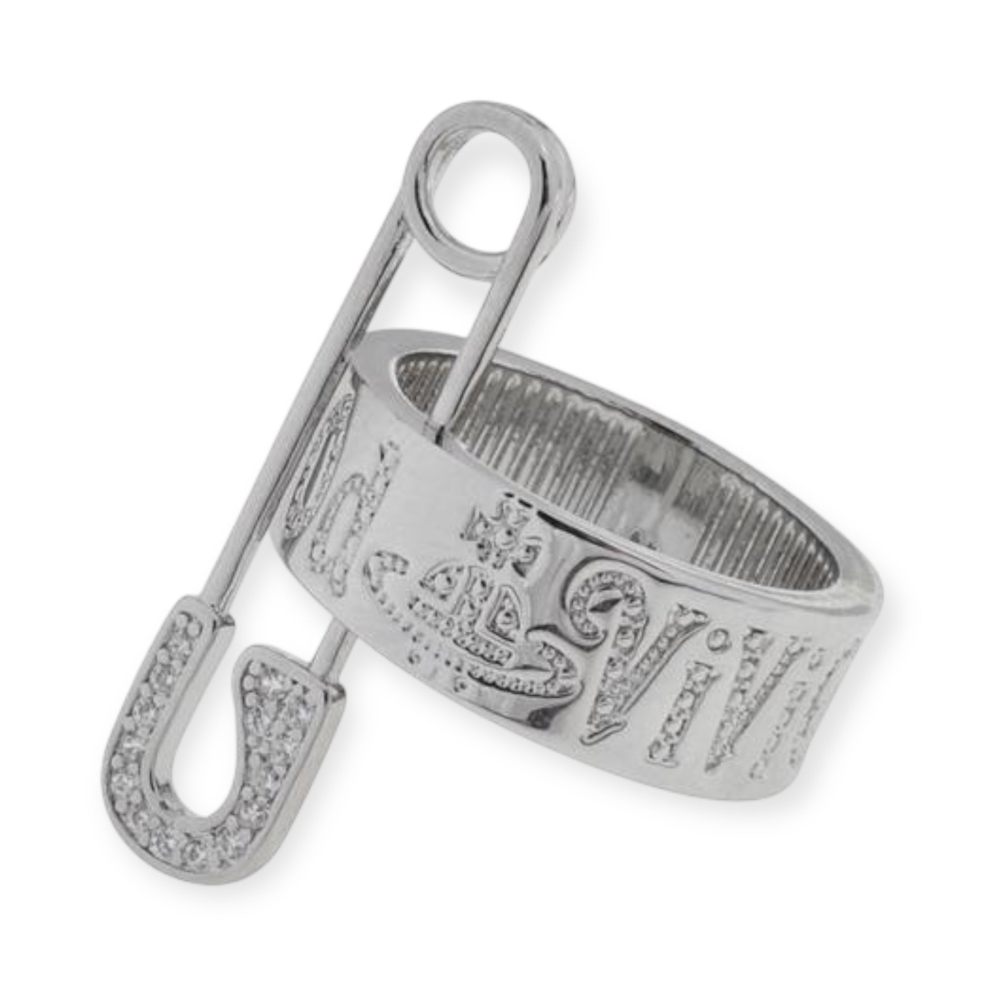 Safety Pin Gem Studded Ring (3 Colors)
