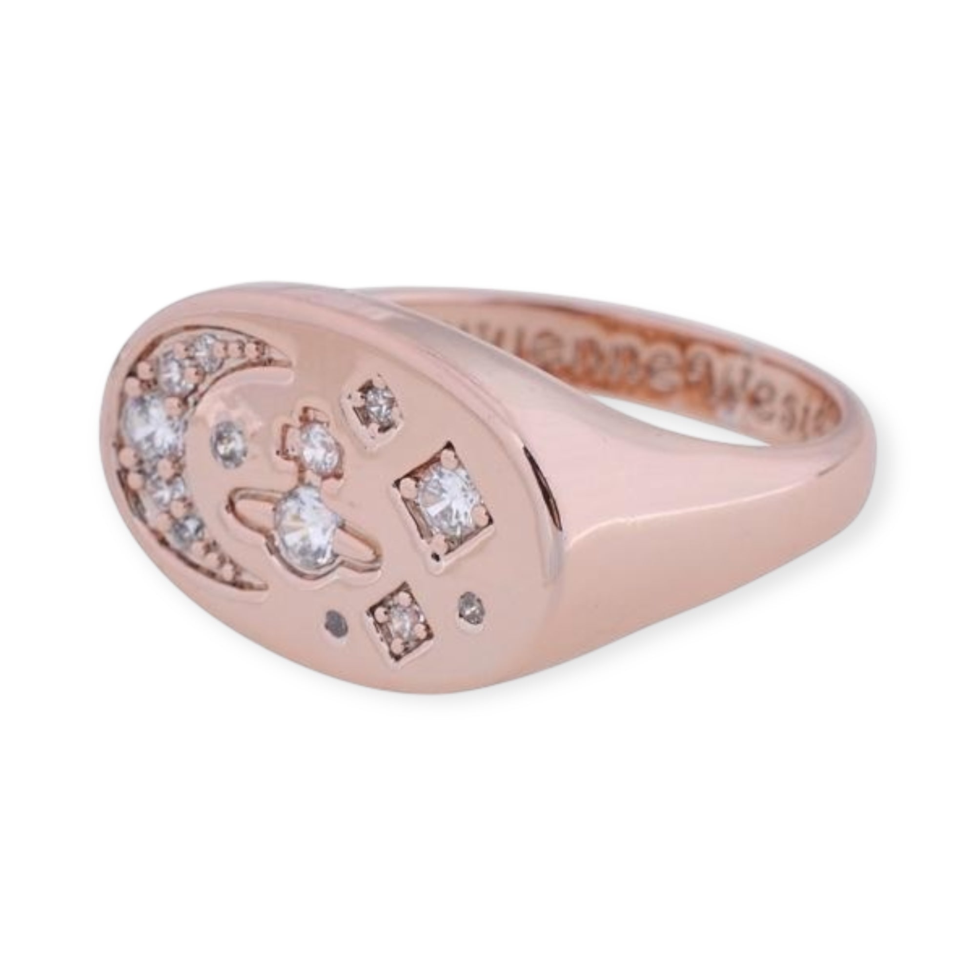 Moon Stars Display Gem Studded Orb Design Ring (3 colors)