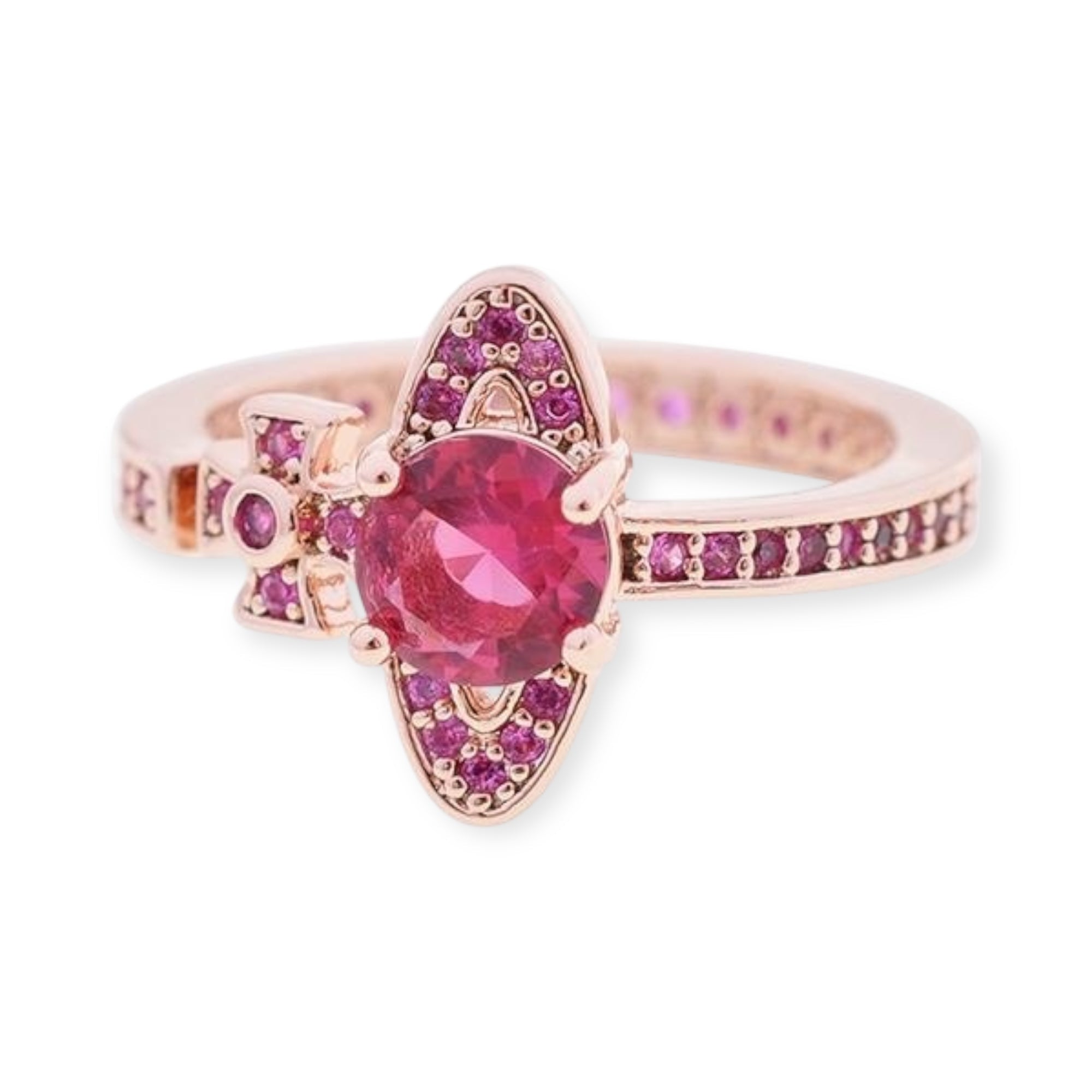 Sideways Orb Design Gem Studded Ring (6 colors)