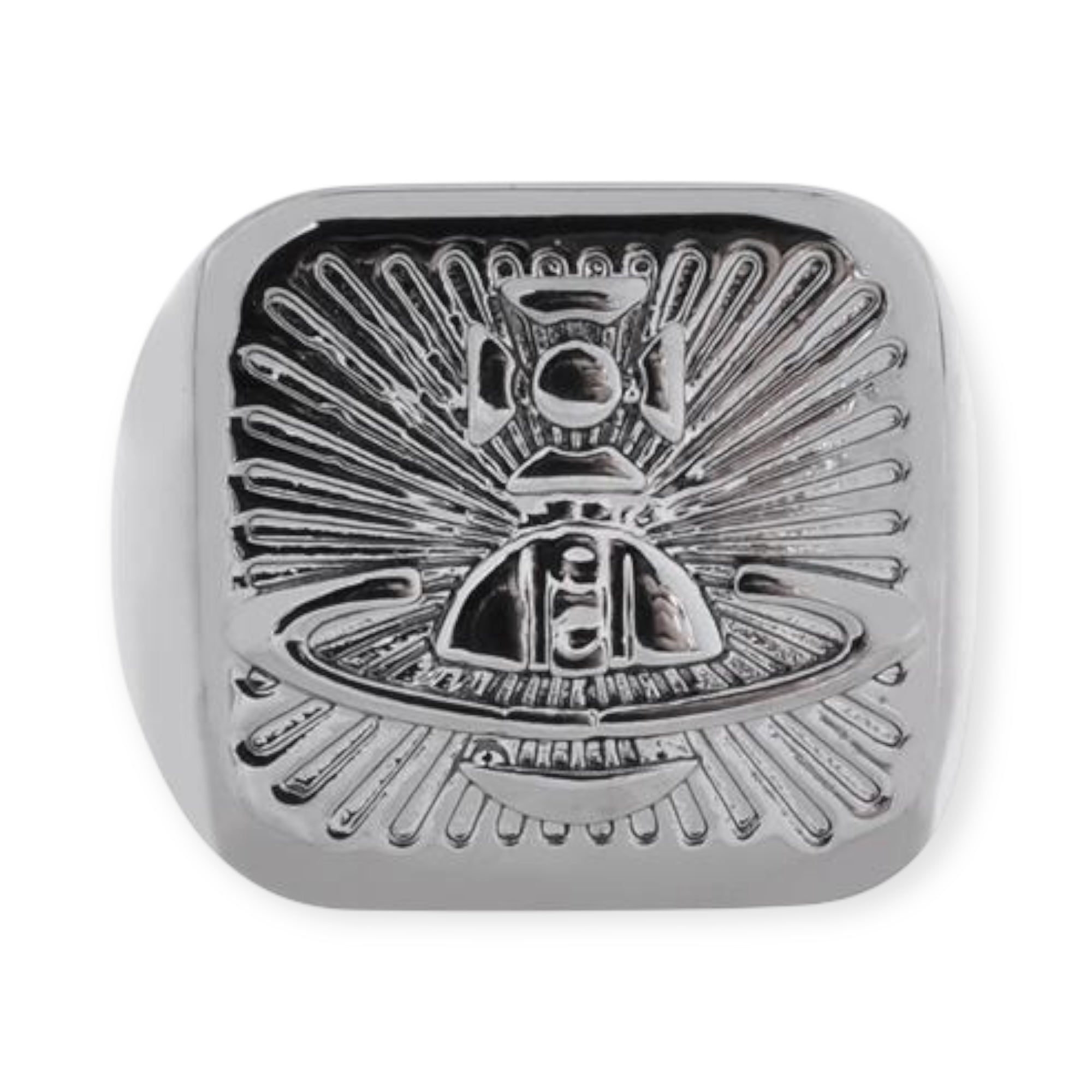 Square Shape Shaped Stamp Seal Signet Engraved Orb Design Ring (3 Colors)